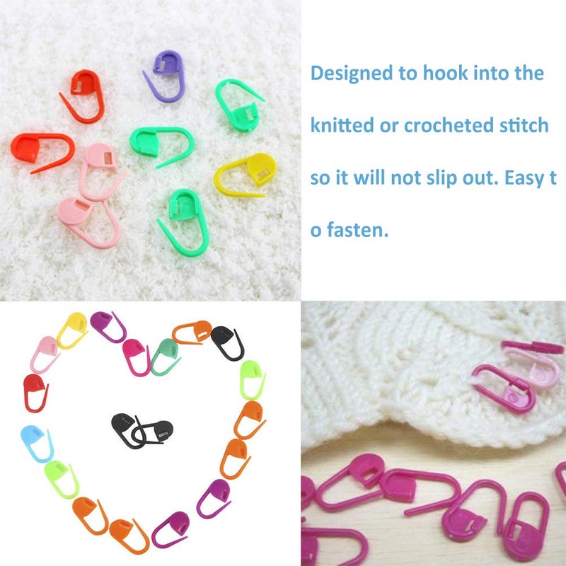Mayboos 500 Pieces Colorful Knitting Markers Crochet Clips, Knitting Crochet Stitch Markers, Stitch Counter Needle Clips for Knitting DIY Craft Plastic Safety Pins - Image 4